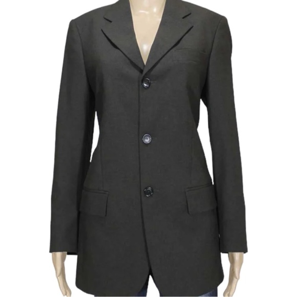 Benetton Size 42 Women Slim Fit Blazer Flap Pockets Buttoned Front Suit Jacket